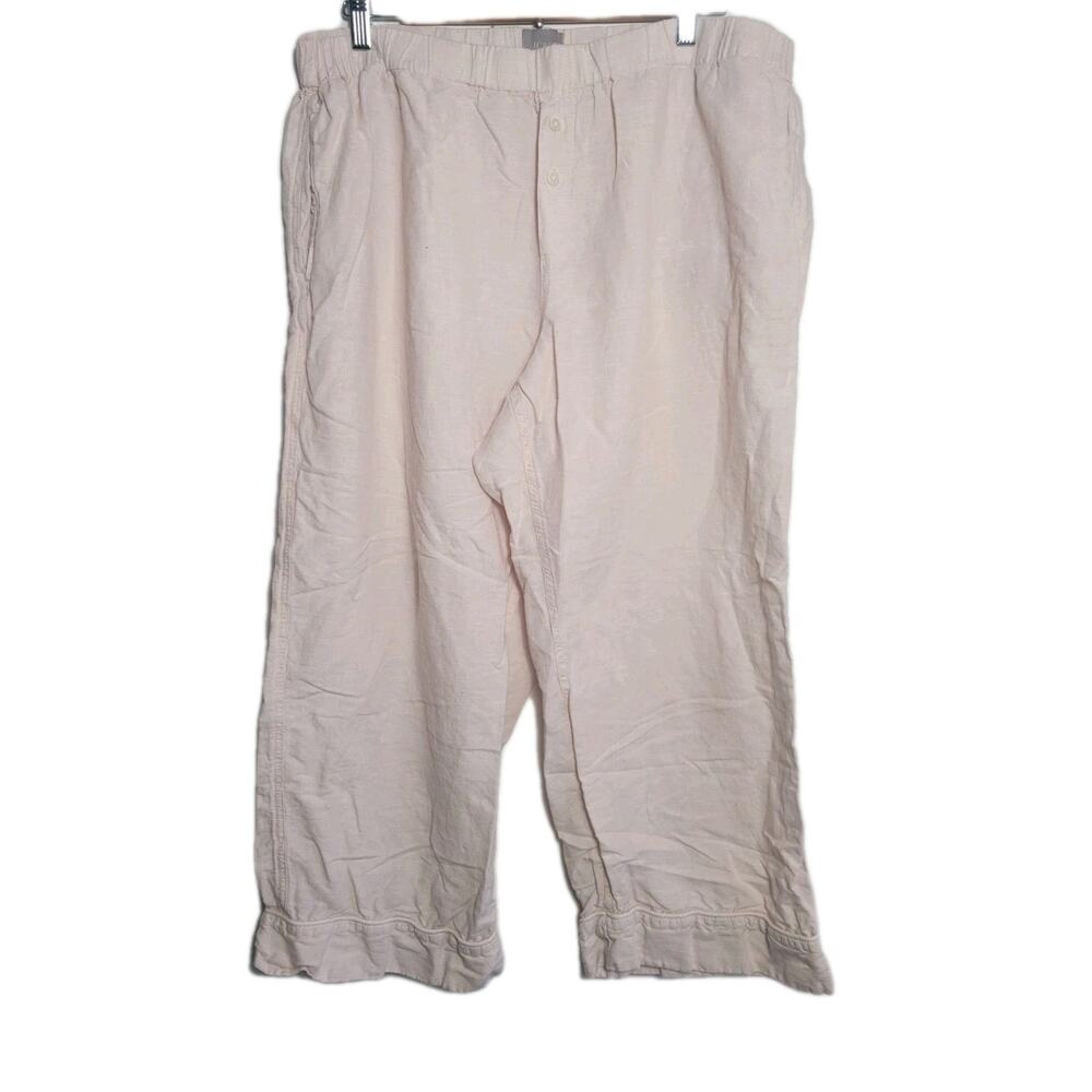 J. Crew Size XL Crop Pants Light Pink Linen Cotton Blend Pull On Beach